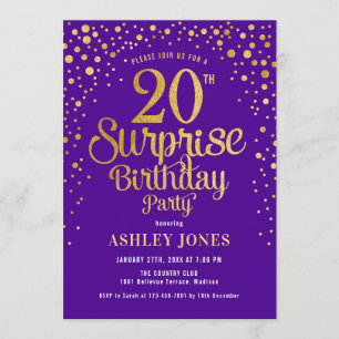 Invitación Surprise 201th Birthday Party - Purple & Gold