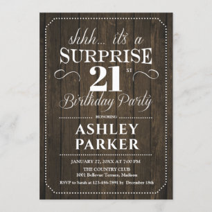 Invitación Surprise 21st Birthday Fiesta - Rustic Wood