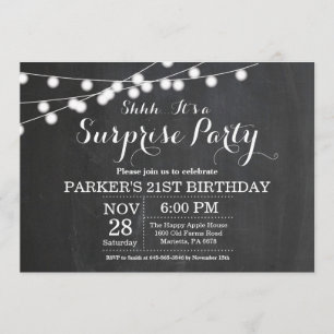 Invitación Surprise 21st Birthday Invitation Chalkboard
