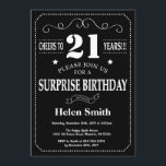 Invitación Surprise 21st Birthday Invitation Chalkboard<br><div class="desc">Sorpresa 21.ª Invitación de cumpleaños. Fondo blanco y negro. Cumpleaños de adultos. Cumpleaños de hombres o mujeres. Invite a un niño o a una Chica. 13.º 15.º 16.º 18.º 20.21.30.40.50.60.70.80.90.100. Cualquier edad. Para una mayor personalización, haga clic en el botón "Personalizar" y utilice nuestra herramienta de diseño para modificar esta...</div>