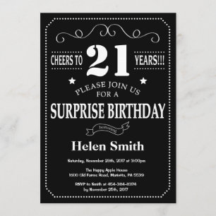Invitación Surprise 21st Birthday Invitation Chalkboard
