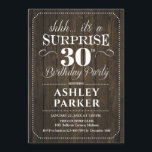 Invitación Surprise 30th Birthday Fiesta - Rustic Wood<br><div class="desc">Sorpresa 30.ª Invitación a la fiesta de cumpleaños. Diseño sencillo y elegante con un estilo rústico de madera oscura y fuente de escritura blanca. Celebración sorpresa de cumpleaños para hombre o mujer. ¡Se puede personalizar en cualquier edad!</div>
