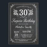 Invitación Surprise 30th Birthday Invitation Chalkboard<br><div class="desc">Invitación sorpresa de cumpleaños número 30 con fondo de pizarra rústica y patrón de flor floral, blanco y negro. Cumpleaños de adultos. Cumpleaños de hombres o mujeres. Invite a un niño o a una Chica. 13.º 15.º 16.º 18.º 20.21.30.40.50.60.70.80.90.100. Cualquier edad. Para una mayor personalización, haga clic en el botón...</div>