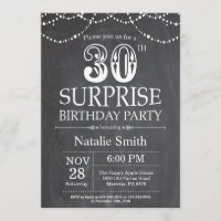 Surprise 30th Birthday Invitation Chalkboard