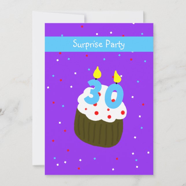 Invitación Surprise 30th Birthday Party Invitation Cupcake (Anverso)