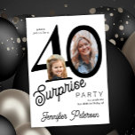 Invitación Surprise 40 modern 2 photo 40th birthday<br><div class="desc">Trendy bold typography women's 40th birthday surprise party invitation with 2 photos and modern white and black design in retro style script. Easy to personalize with your text and pictures.     Digital download available, </div>