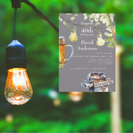 Invitación Surprise 40th Backyard BBQ Birthday Invitation