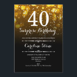 Invitación Surprise 40th Birthday - Black Gold White<br><div class="desc">Sorpresa 40.ª Invitación de cumpleaños. Elegante diseño blanco dorado negro. Presenta luces de bokeh y tipo de letra de guión. Invitación de cumpleaños adultos hombres o mujeres. Perfecto para una elegante fiesta de cumpleaños. Mándame un mensaje si necesitas más personalización.</div>