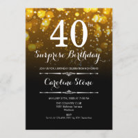 Surprise 40th Birthday - Black Gold White