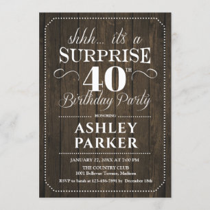 Invitación Surprise 40th Birthday Fiesta - Rustic Wood