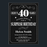 Invitación Surprise 40th Birthday Invitation Chalkboard<br><div class="desc">Sorpresa 40.ª Invitación de cumpleaños. Fondo blanco y negro. Cumpleaños de adultos. Cumpleaños de hombres o mujeres. Invite a un niño o a una Chica. 13.º 15.º 16.º 18.º 20.21.30.40.50.60.70.80.90.100. Cualquier edad. Para una mayor personalización, haga clic en el botón "Personalizar" y utilice nuestra herramienta de diseño para modificar esta...</div>