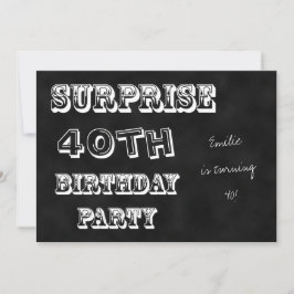 Invitación Surprise 40th Birthday Party Invitation Chalkboard