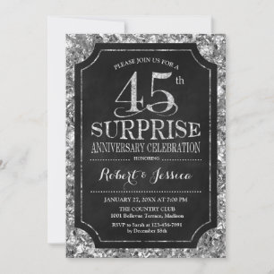 Invitación Surprise 45th Aniversario Boda - Silver Gold