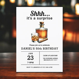 Invitación Surprise 50.ª fiesta de cumpleaños de Whiskey Ciga