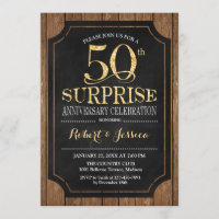 Surprise 50th Aniversario Boda - Wood Gold