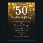 Invitación Surprise 50th Birthday - Black Gold White<br><div class="desc">Sorpresa Invitación a los 50 Años. Elegante diseño blanco dorado negro. Presenta luces de bokeh y tipo de letra de guión. Invitación de cumpleaños adultos hombres o mujeres. Perfecto para una elegante fiesta de cumpleaños. Mándame un mensaje si necesitas más personalización.</div>