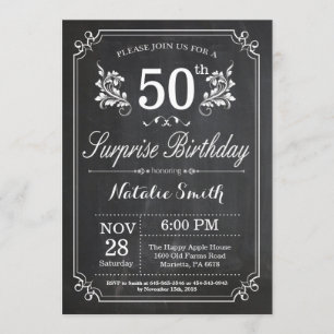 Invitación Surprise 50th Birthday Invitation Chalkboard