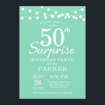 Invitación Surprise 50th Birthday Invitation Mint Green<br><div class="desc">Sorpresa 50.ª invitación de cumpleaños con String Lights. Fondo Verde Mint. Cumpleaños de hombres o mujeres. 13.º 15.º 16.º 18.º 20.21.30.40.50.60.70.80.90.100,  cualquier edad. Para una mayor personalización,  haga clic en el botón "Personalizar" y utilice nuestra herramienta de diseño para modificar esta plantilla.</div>