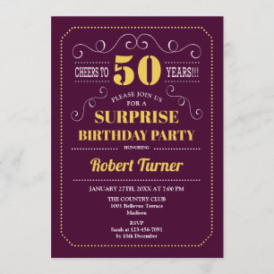 Invitación Surprise 50th Birthday - Oro de Borgoña