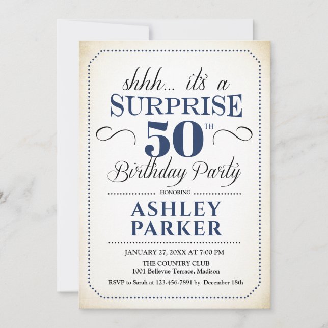 Invitación Surprise 50th Birthday Party (Anverso)