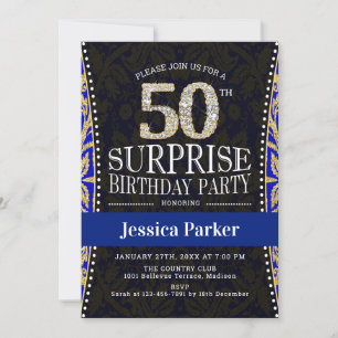 Invitación Surprise 50th Birthday Party - Azul de la Marina d