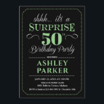Invitación Surprise 50th Birthday Party - Black Green<br><div class="desc">Sorpresa 50.ª Invitación de fiesta de cumpleaños. Diseño sencillo y elegante en blanco,  negro y verde. Presenta una fuente de script elegante. Celebración sorpresa de cumpleaños para hombre o mujer. ¡Se puede personalizar en cualquier edad!</div>