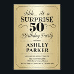 Invitación Surprise 50th Birthday Party - Gold<br><div class="desc">Sorpresa 50.ª Invitación de fiesta de cumpleaños. Diseño sencillo y elegante en oro y negro. Con un patrón de Relieve metalizado de oro falso y un tipo de letra de guión elegante. Celebración sorpresa de cumpleaños para hombre o mujer. ¡Se puede personalizar en cualquier edad!</div>