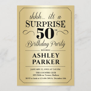 Invitación Surprise 50th Birthday Party - Gold