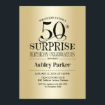 Invitación Surprise 50th Birthday Party - Gold<br><div class="desc">Sorpresa 50.ª Invitación a la celebración de cumpleaños. Elegante diseño elegante con un falso patrón de Relieve metalizado dorado. Presenta una fuente de script elegante. Mándame un mensaje si necesitas más personalización.</div>