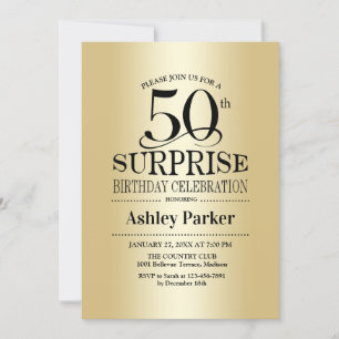 Invitación Surprise 50th Birthday Party - Gold