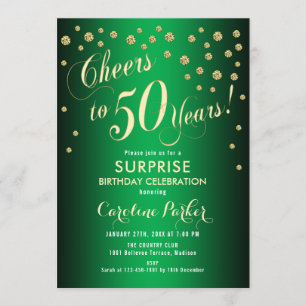 Invitación Surprise 50th Birthday Party - Gold Green