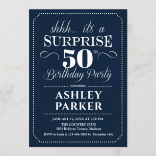 Invitación Surprise 50th Birthday Party - Navy White