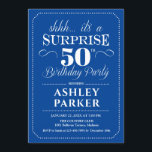 Invitación Surprise 50th Birthday Party - Navy White<br><div class="desc">Sorpresa 50.ª Invitación de fiesta de cumpleaños. Sencillo diseño de estilo marinero y blanco. Celebración sorpresa de cumpleaños para hombre o mujer. ¡Se puede personalizar en cualquier edad!</div>