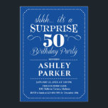 Invitación Surprise 50th Birthday Party - Navy White<br><div class="desc">Sorpresa 50.ª Invitación de fiesta de cumpleaños. Sencillo diseño de estilo marinero y blanco. Celebración sorpresa de cumpleaños para hombre o mujer. ¡Se puede personalizar en cualquier edad!</div>