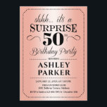 Invitación Surprise 50th Birthday Party - Rosa Gold<br><div class="desc">Sorpresa 50.ª Invitación de fiesta de cumpleaños. Diseño sencillo y elegante en oro y negro rosa. Con un patrón de Relieve metalizado de oro falso rosa y un tipo de letra de guión elegante. Celebración sorpresa de cumpleaños para hombre o mujer. ¡Se puede personalizar en cualquier edad!</div>