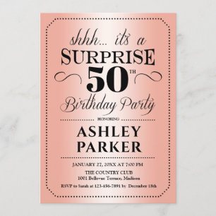 Invitación Surprise 50th Birthday Party - Rosa Gold