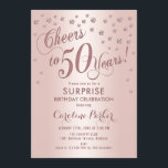 Invitación Surprise 50th Birthday Party - Rosa Gold<br><div class="desc">Sorpresa 50 cumpleaños Invitación a fiesta Elegante diseño con falso oro rosa purpurina. Presenta el tipo de letra del guión y el perfil. ¡Salud a 50 años! Mándame un mensaje si necesitas una edad personalizado.</div>