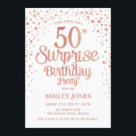 Invitación Surprise 50th Birthday Party - Rosa Gold & White<br><div class="desc">Sorpresa 50.ª Invitación de fiesta de cumpleaños. Elegante diseño de rosa blanco y falso purpurina. Presenta un diseño elegante de tipo de letra y letra de guión. Mándame un mensaje si necesitas edad personalizado.</div>