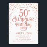 Invitación Surprise 50th Birthday Party - Rosa Gold & White<br><div class="desc">Sorpresa 50.ª Invitación de fiesta de cumpleaños. Elegante diseño de rosa blanco y falso purpurina. Presenta un diseño elegante de tipo de letra y letra de guión. Mándame un mensaje si necesitas edad personalizado.</div>