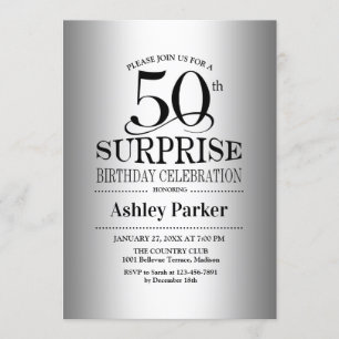 Invitación Surprise 50th Birthday Party - Silver