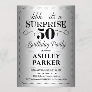Invitación Surprise 50th Birthday Party - Silver