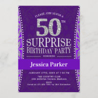 Surprise 50th Birthday Party - Silver Purple