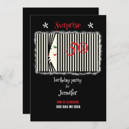 Invitación Surprise 50th Birthday Party Stripes Window