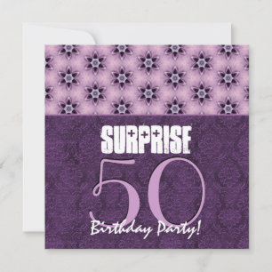 Invitación Surprise 50th Birthday Purple Floral Template V1