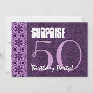 Invitación Surprise 50th Birthday Purple LaceTemplate 01