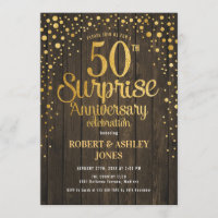 Surprise 50th Boda Aniversario - Madera y Oro