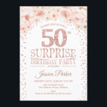 Invitación Surprise 50th Cumpleaños Party - White Rose Gold<br><div class="desc">Sorpresa 50th Birthday Party Invitation Elegante diseño en falso rosa purpurina oro y blanco.</div>