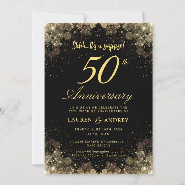 Invitación Surprise 50th Wedding Anniversary (Anverso)