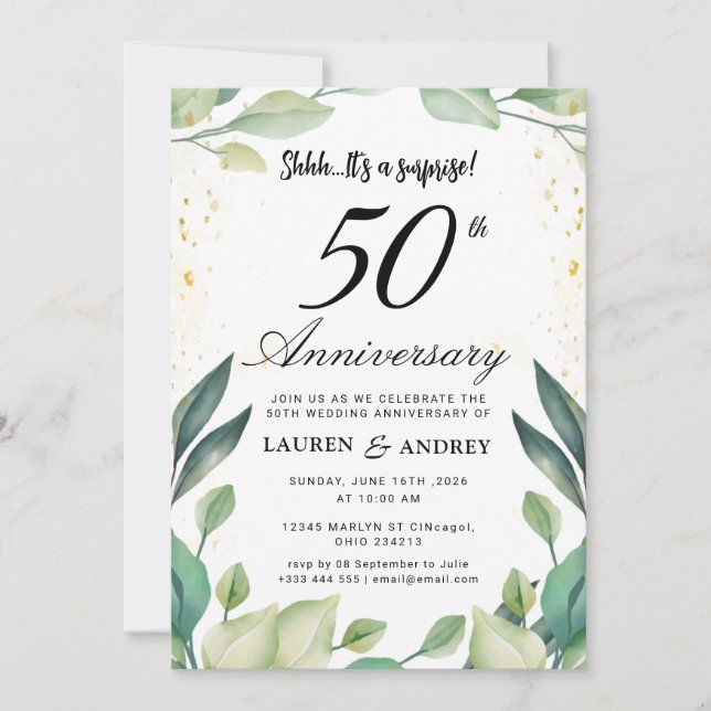 Invitación Surprise 50th Wedding Anniversary (Anverso)