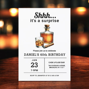 Invitación Surprise 60.ª fiesta de cumpleaños de Whiskey Ciga